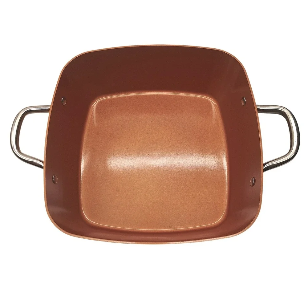 Copper Chef 6.7qt Square Casserole Pan with Glass Lid Non-Stick Induction Base